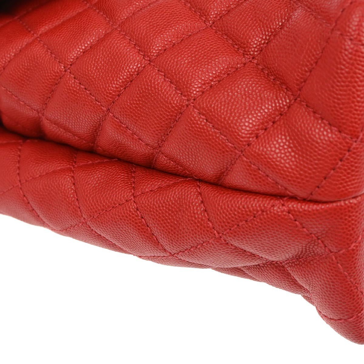 Chanel Coco Top Handle Bag Quilted Caviar Red Leather Handbag (Pre-Owned)