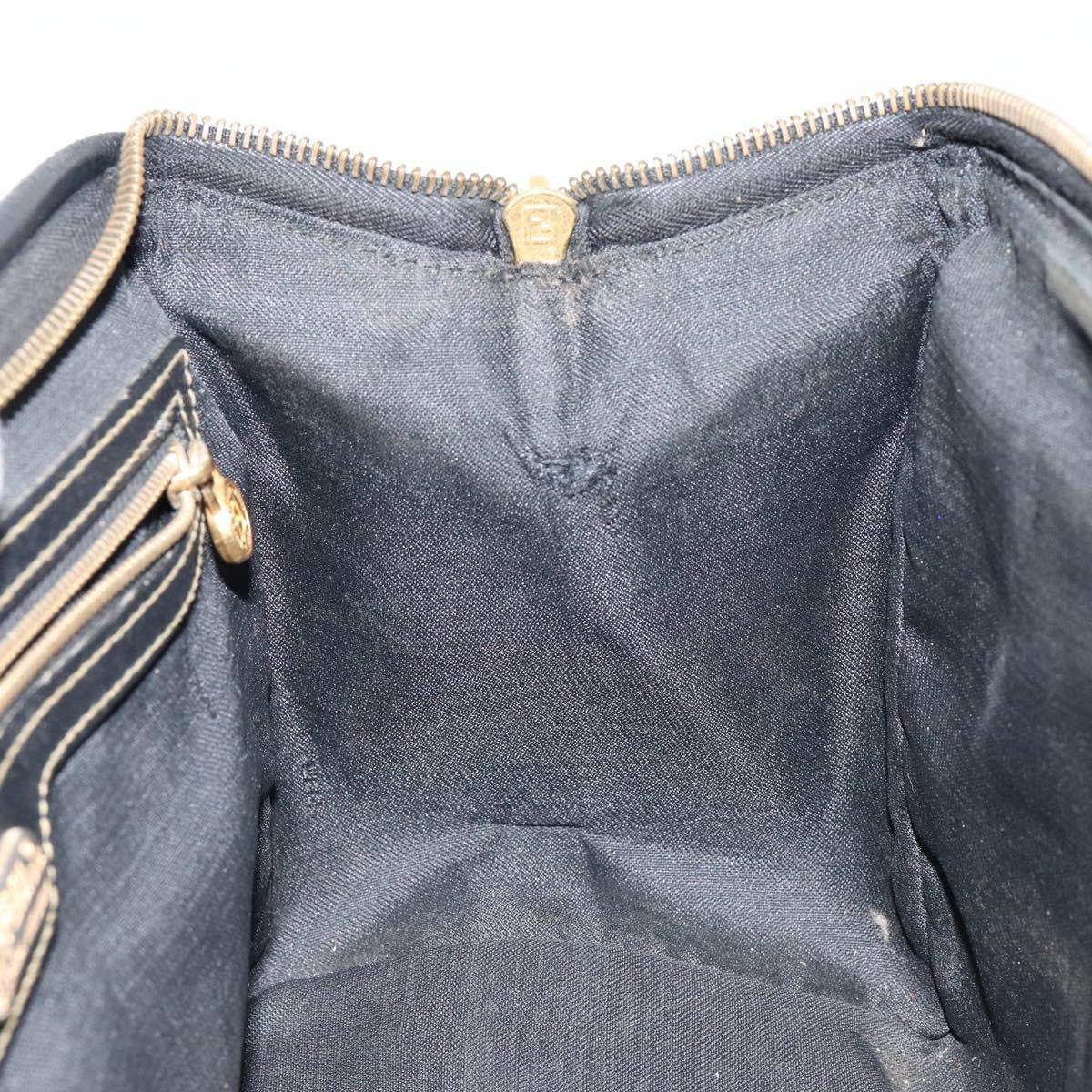 Fendi Vintage Pequin Boston Bag Coated Canvas Black Canvas Bag (Pre-Owned)