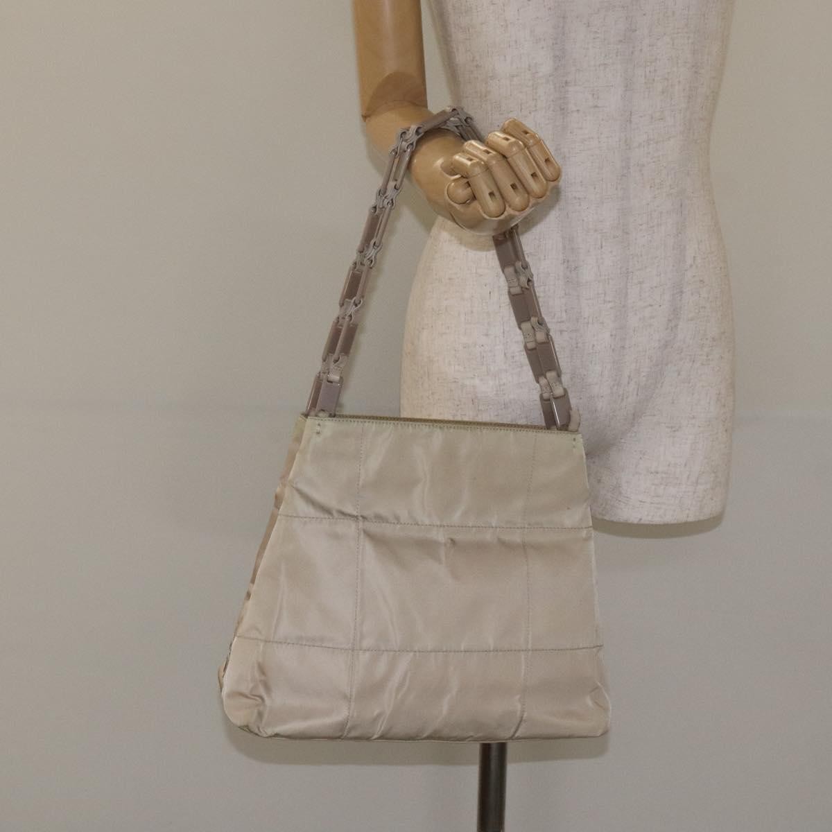 Prada Vintage Tote Tessuto Beige Nylon Tote Bag Bag (Pre-Owned)