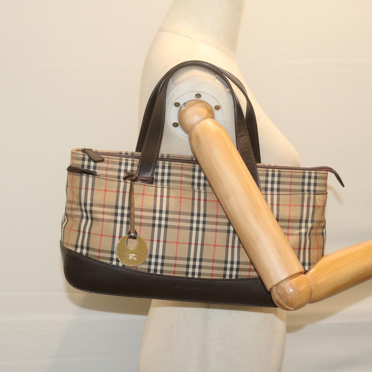 Burberry Nova Check Handbag Nova Check Canvas And Leather Beige Canvas Handbag (Pre-Owned)