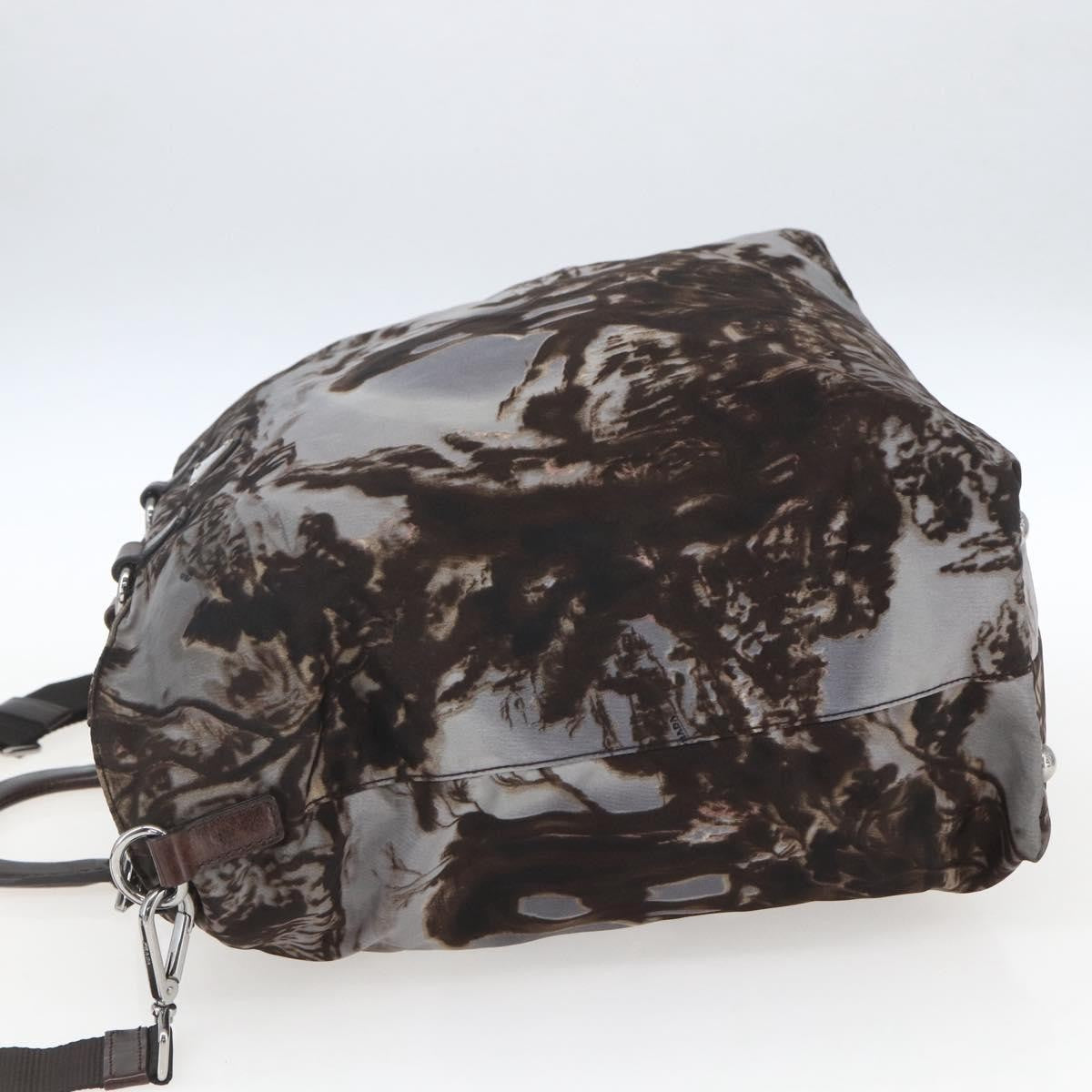 Prada Convertible Tote Printed Tessuto Brown Nylon Tote Bag Bag (Pre-Owned)