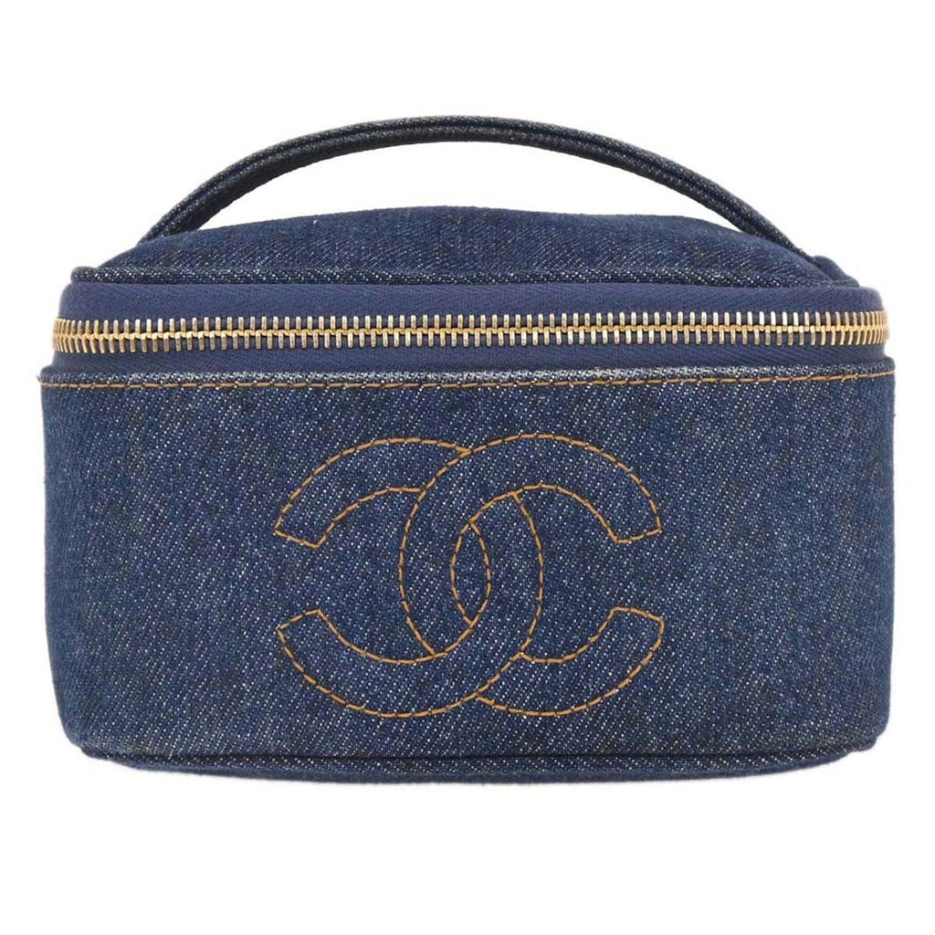 Chanel Vintage Cc Vanity Case Denim Blue Denim_Jeans Handbag (Pre-Owned)