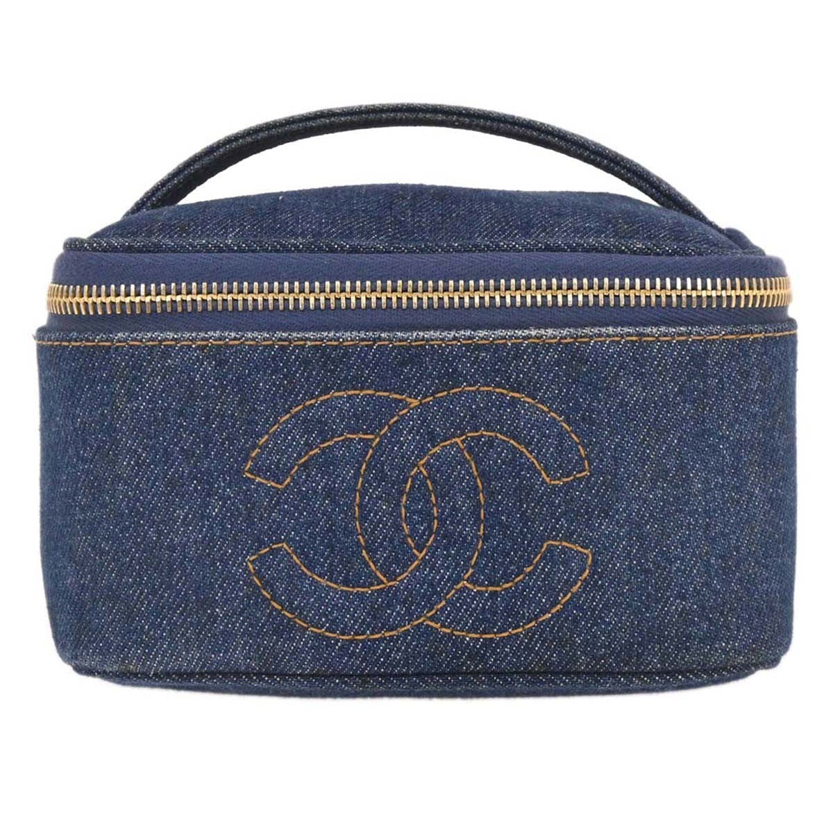 Chanel Vintage Cc Vanity Case Denim Blue Denim_Jeans Handbag (Pre-Owned)