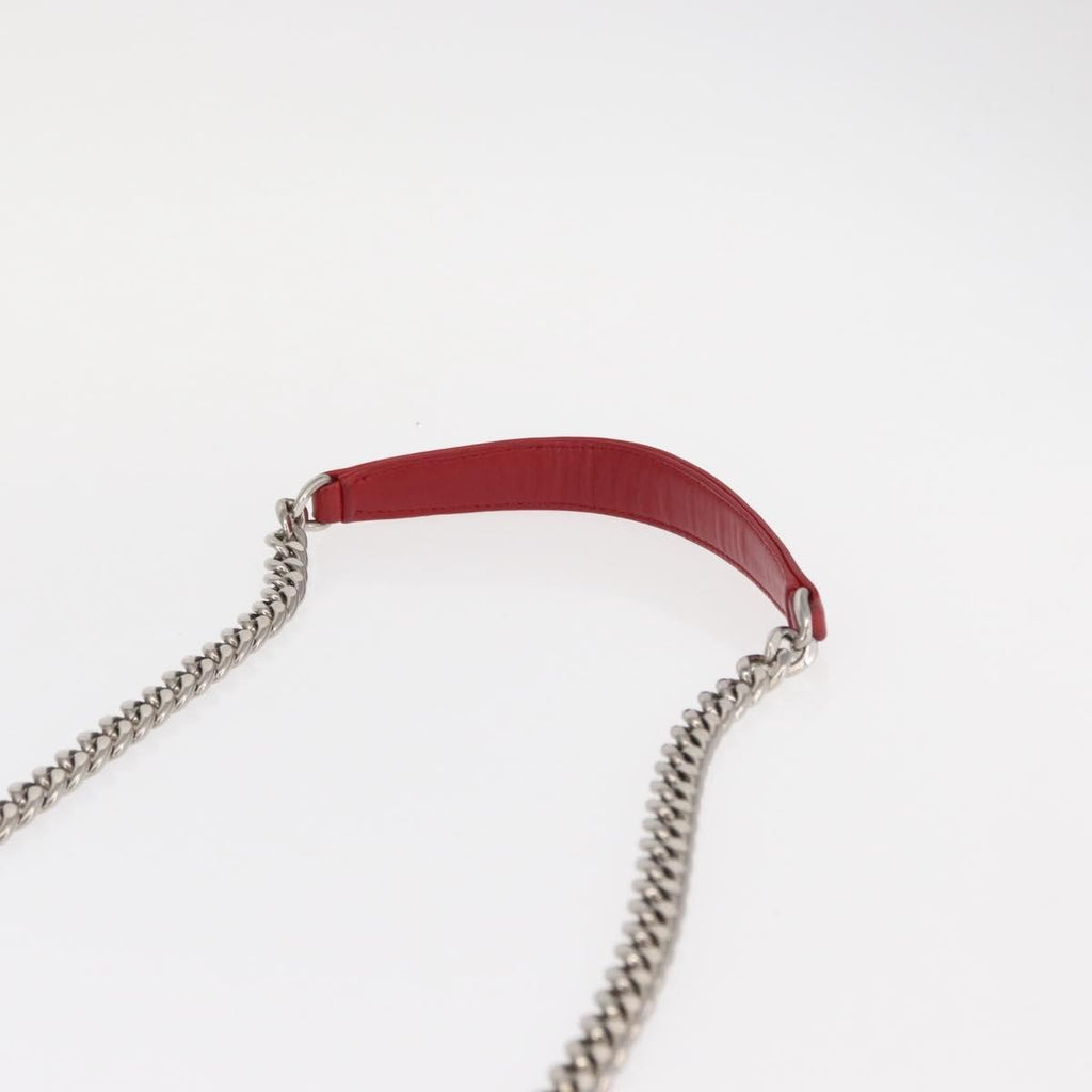 Prada Gaufre Chain Flap Shoulder Bag Nappa Leather Red Leather Shoulder Bag Bag (Pre-Owned)