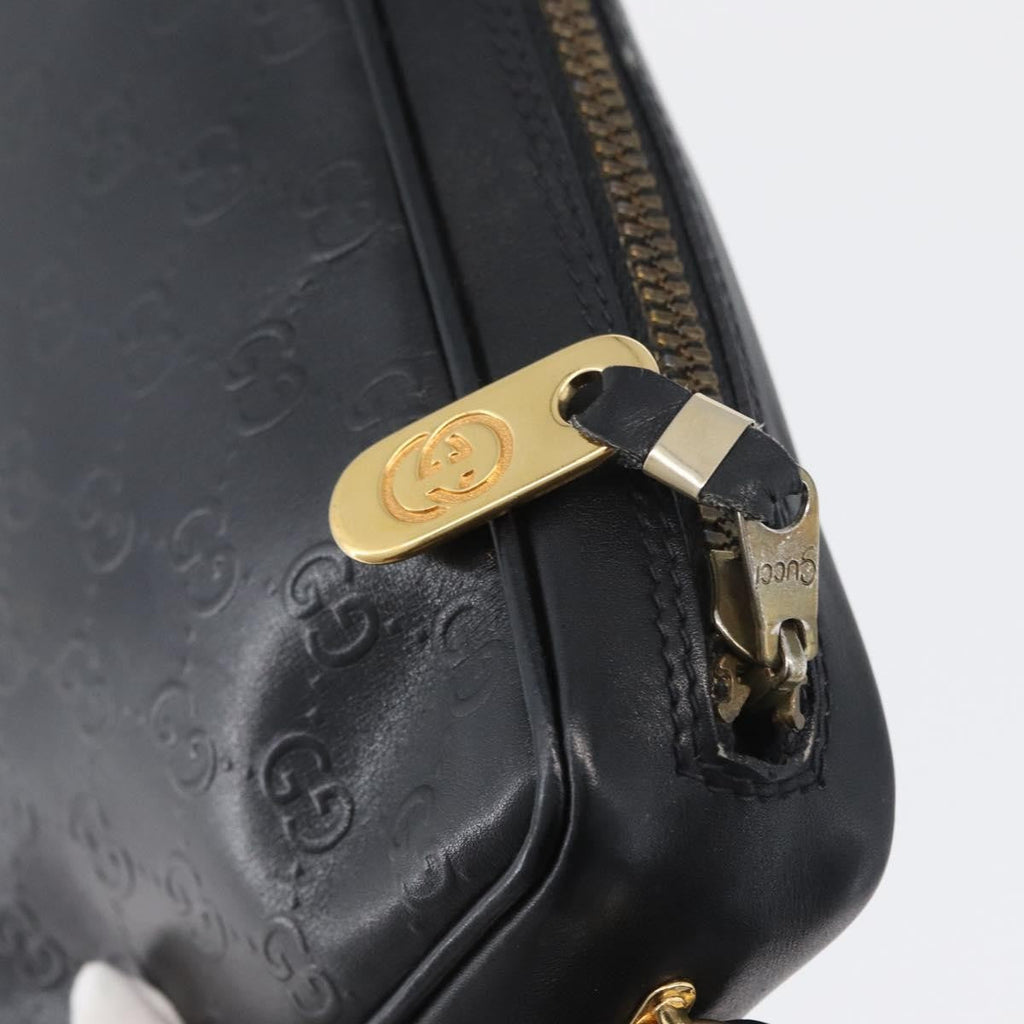 Gucci Vintage Clutch Bag Leather Black Leather Clutche & Pouche Bag (Pre-Owned)