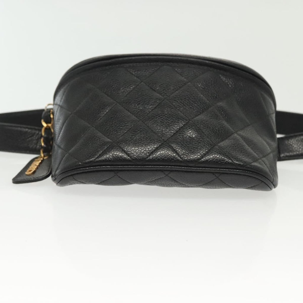 Chanel Vintage Zip Belt Bag Quilted Caviar Black Leather Clutche & Pouche Bag (Pre-Owned)