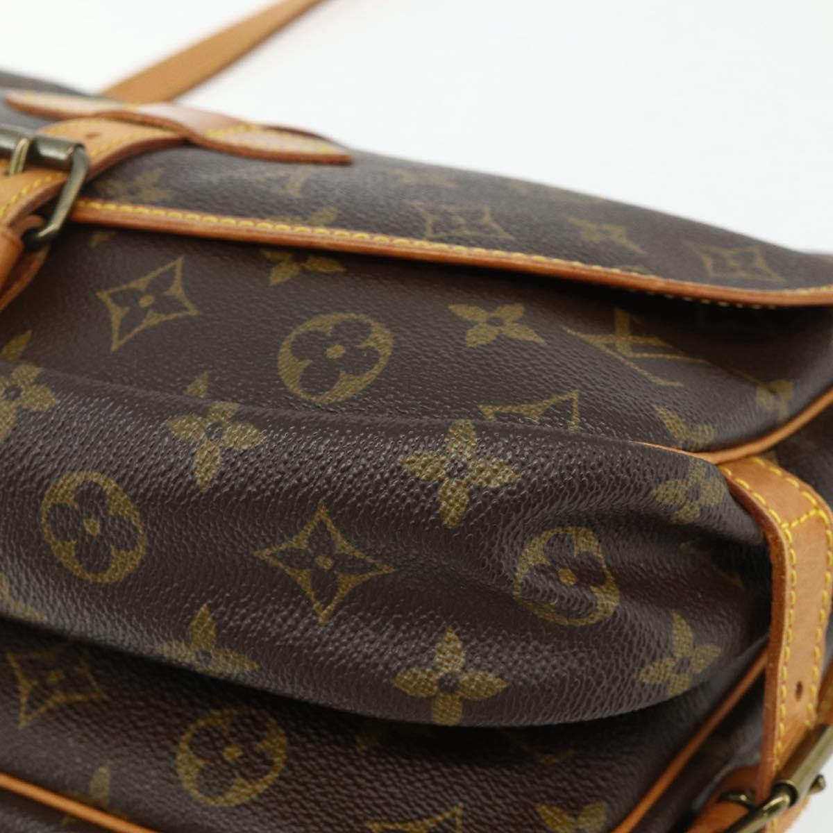 Louis Vuitton Saumur Handbag Monogram Canvas Brown Canvas Shoulder Bag Bag (Pre-Owned)