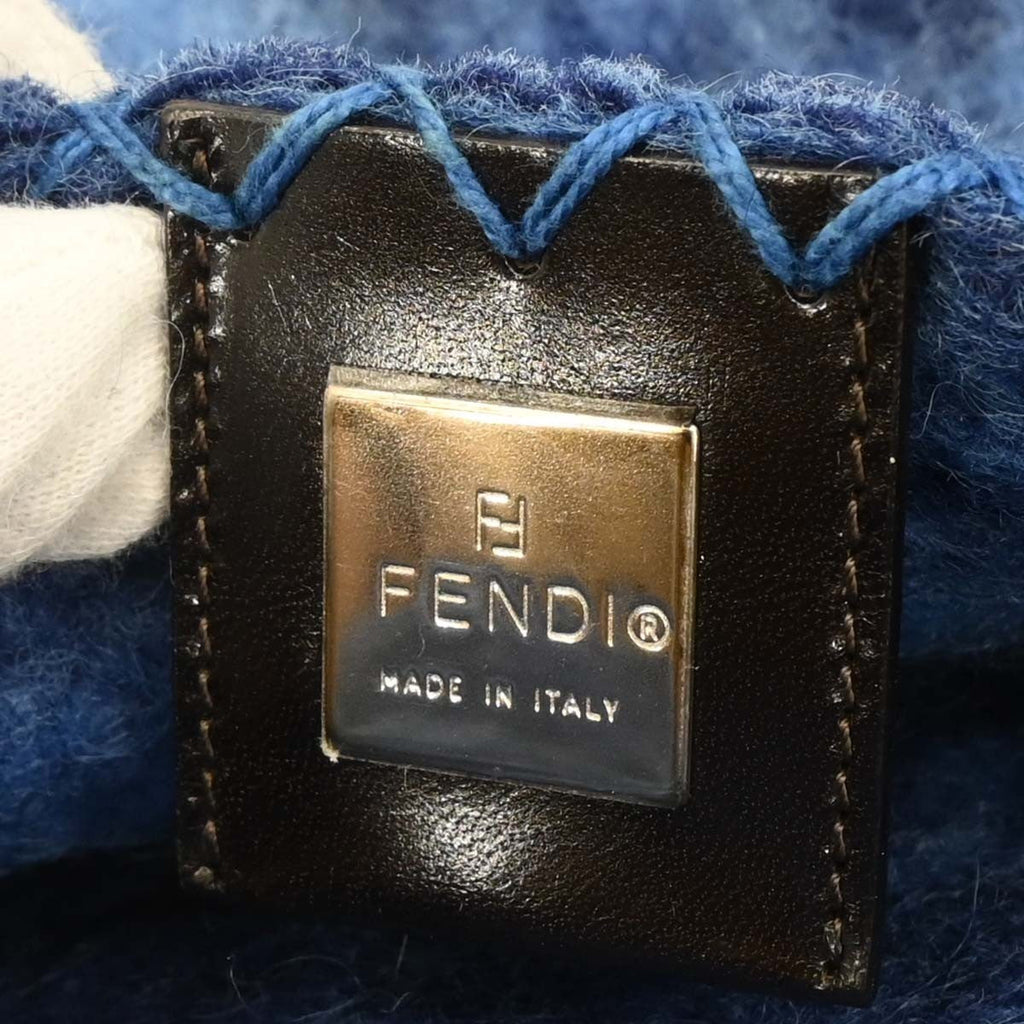 Fendi Baguette Bag Patent Blue Felt,Leather Handbag (Pre-Owned)