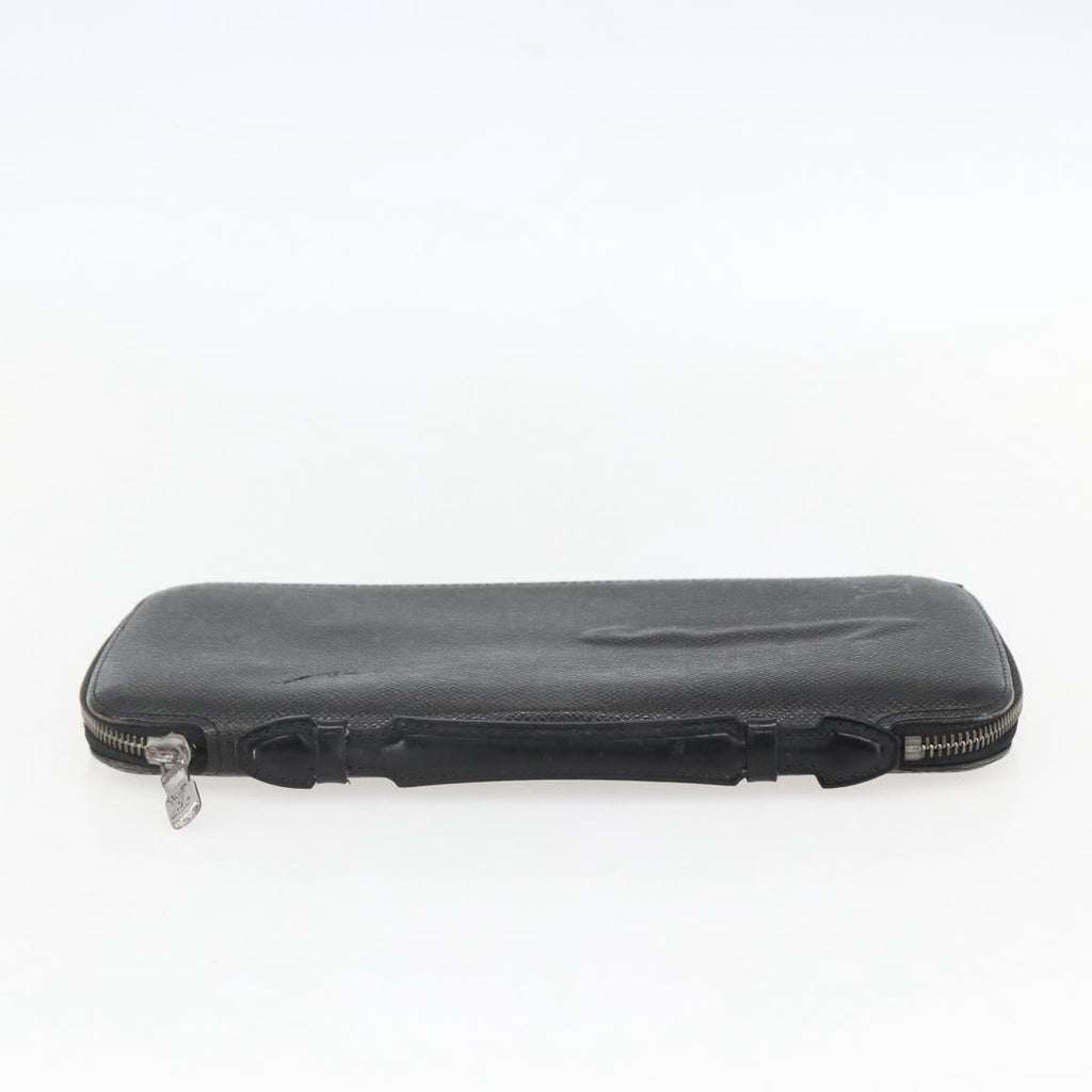 Louis Vuitton Atoll Organizer Wallet Taiga Leather Black Leather Clutche & Pouche Bag (Pre-Owned)