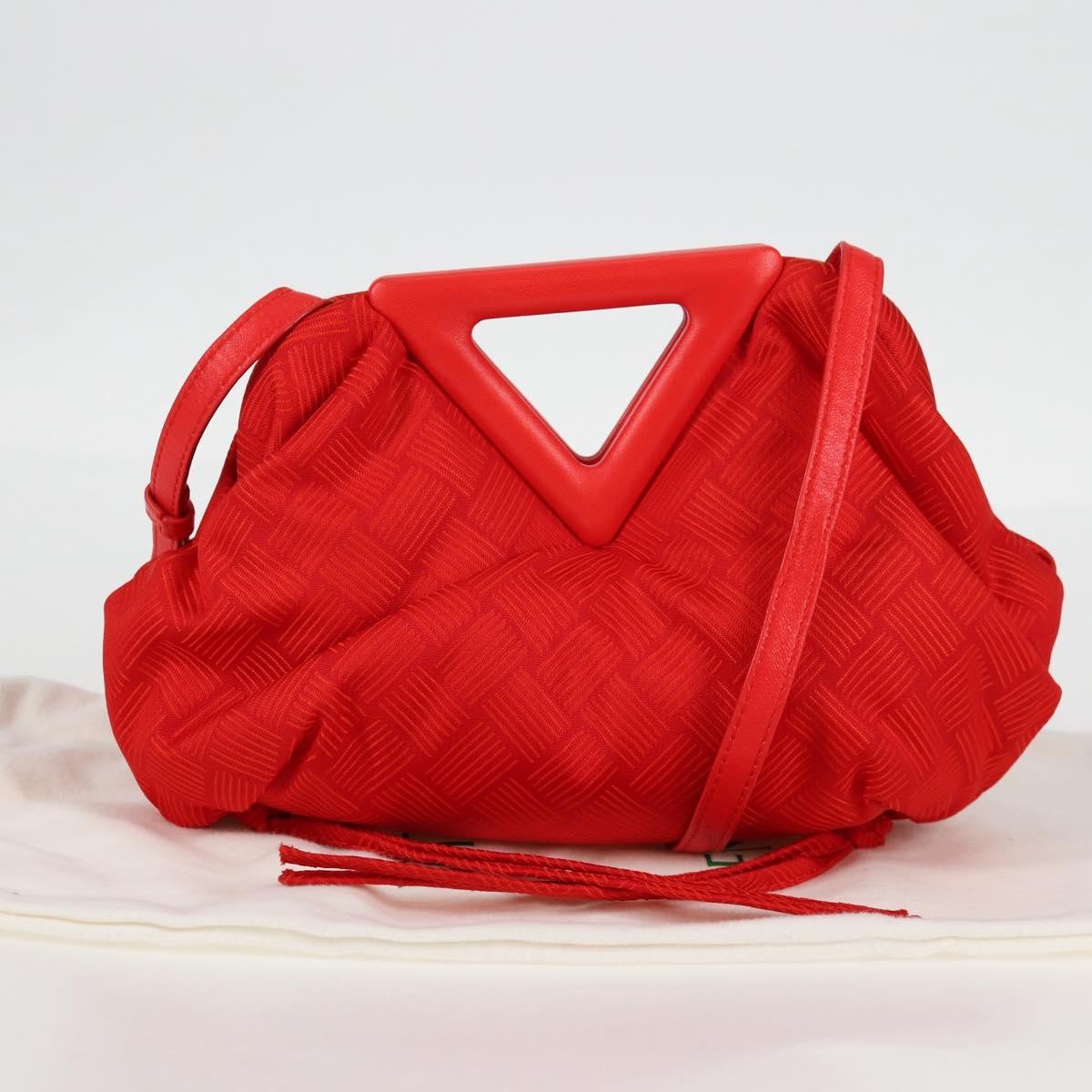 Bottega Veneta Point Shoulder Bag Chunky Knit Fabric Red Nylon Shoulder Bag Bag (Pre-Owned)