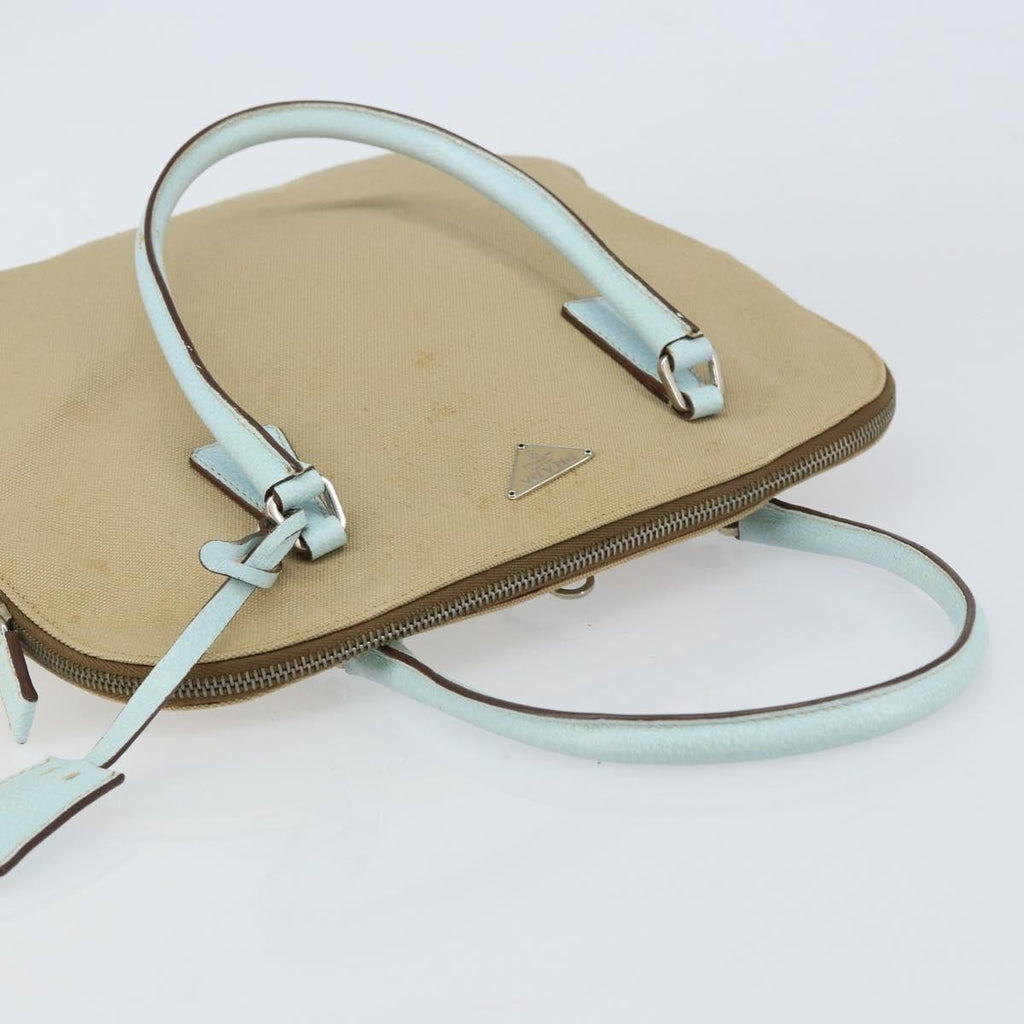 Prada Vintage Handbag Canvas Beige Canvas Handbag (Pre-Owned)
