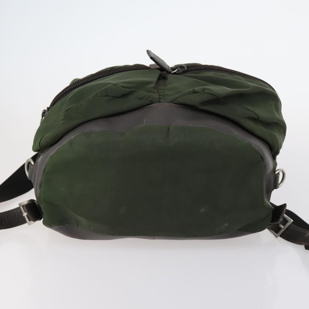 Prada Double Front Pocket Backpack Tessuto Khaki Nylon Backpack Bag (Pre-Owned)