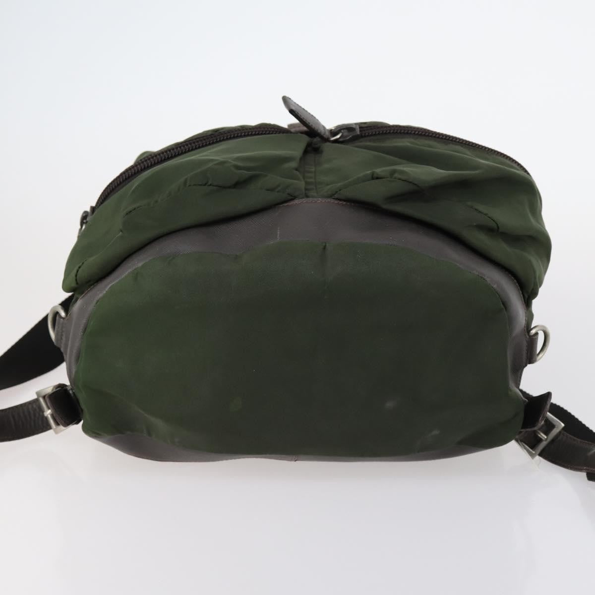 Prada Double Front Pocket Backpack Tessuto Khaki Nylon Backpack Bag (Pre-Owned)