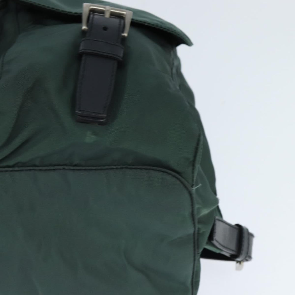 Prada Vela Double Front Pocket Backpack Tessuto With Saffiano Leather Khaki Nylon Backpack Bag (Pre-Owned)