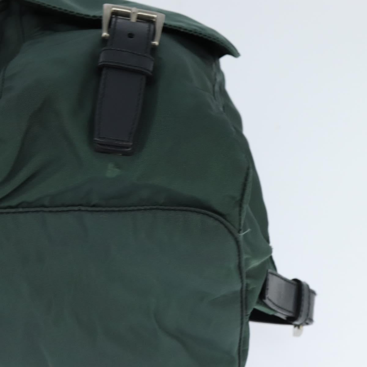 Prada Vela Double Front Pocket Backpack Tessuto With Saffiano Leather Khaki Nylon Backpack Bag (Pre-Owned)