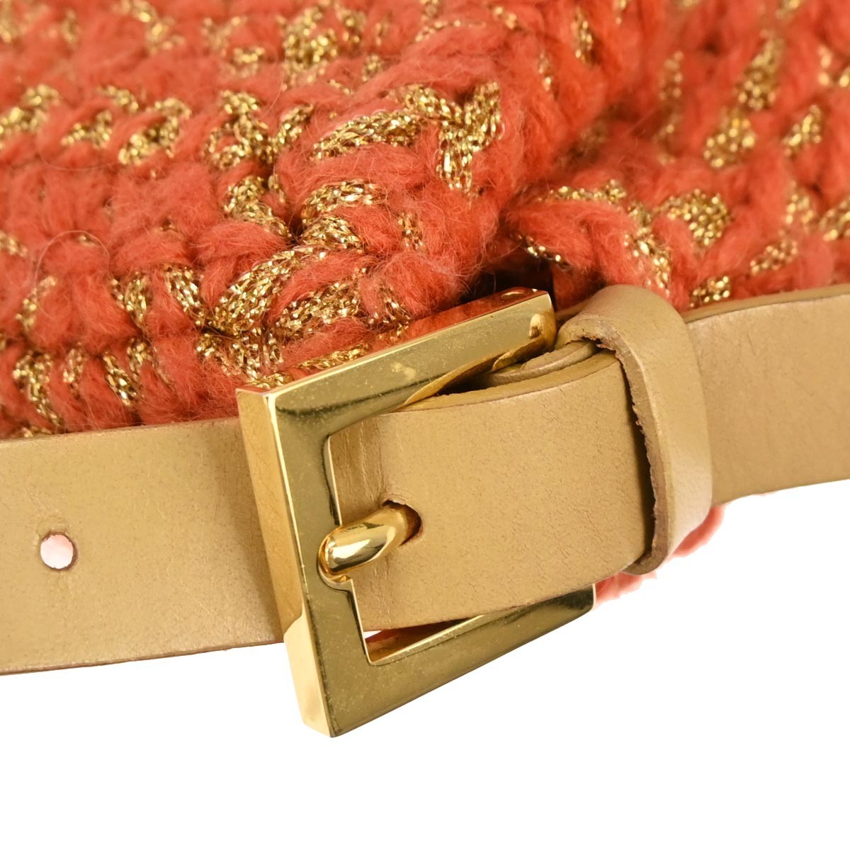 Fendi Baguette Bag Wool Orange Wool Shoulder Bag Bag (Pre-Owned)