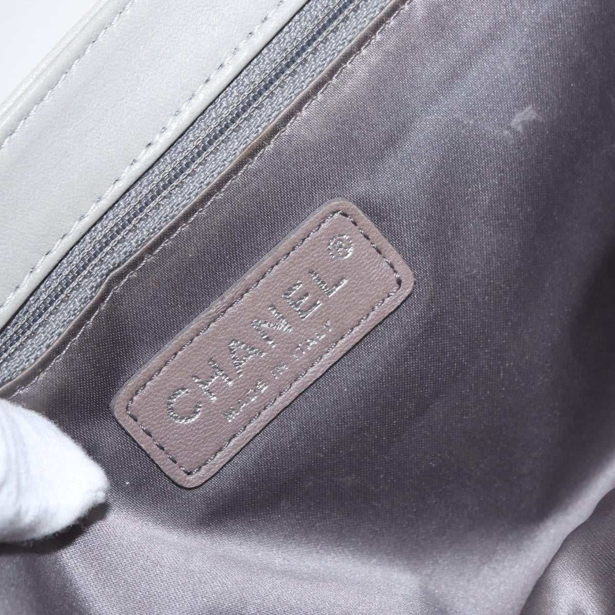 Chanel Mademoiselle Lock Flap Bag Quilted Lambskin Gray Leather Shoulder Bag Bag (Pre-Owned)