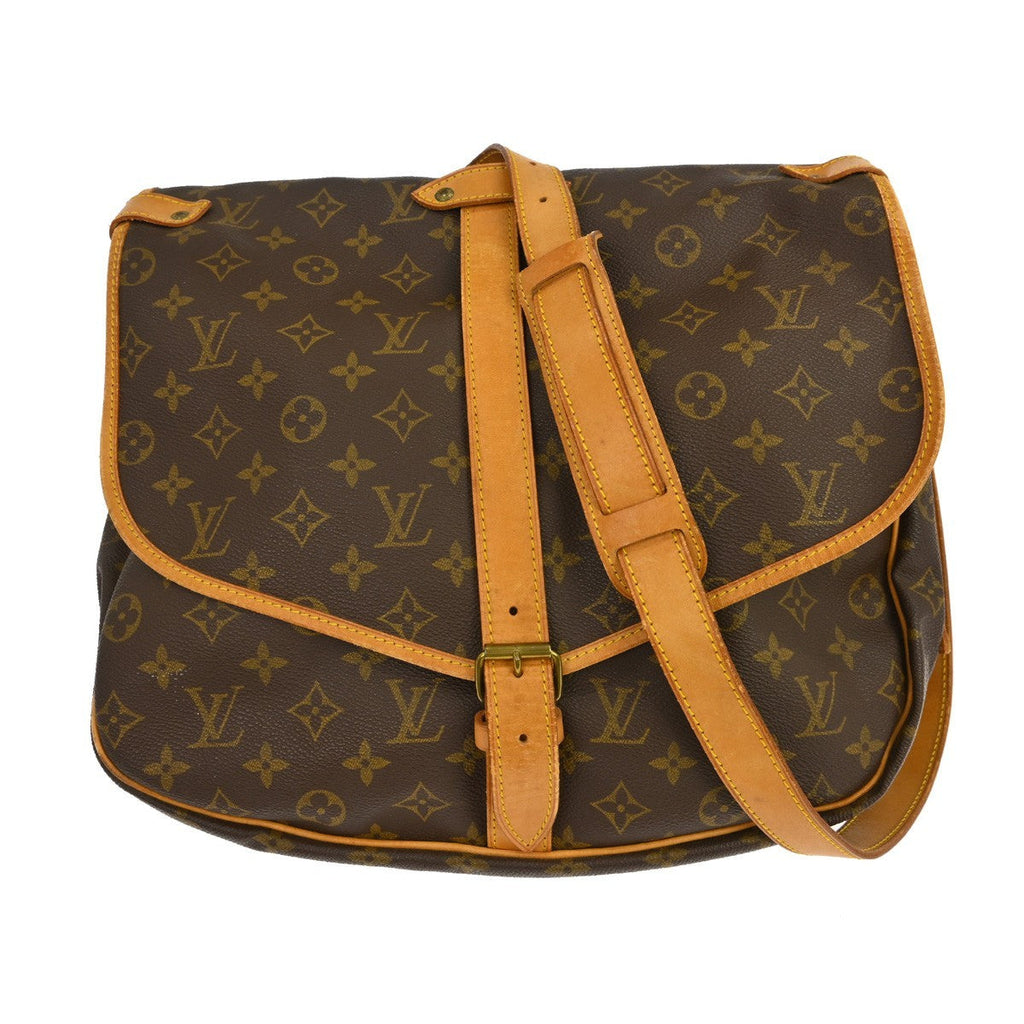 Louis Vuitton Saumur Handbag Monogram Canvas Brown Canvas Shoulder Bag Bag (Pre-Owned)