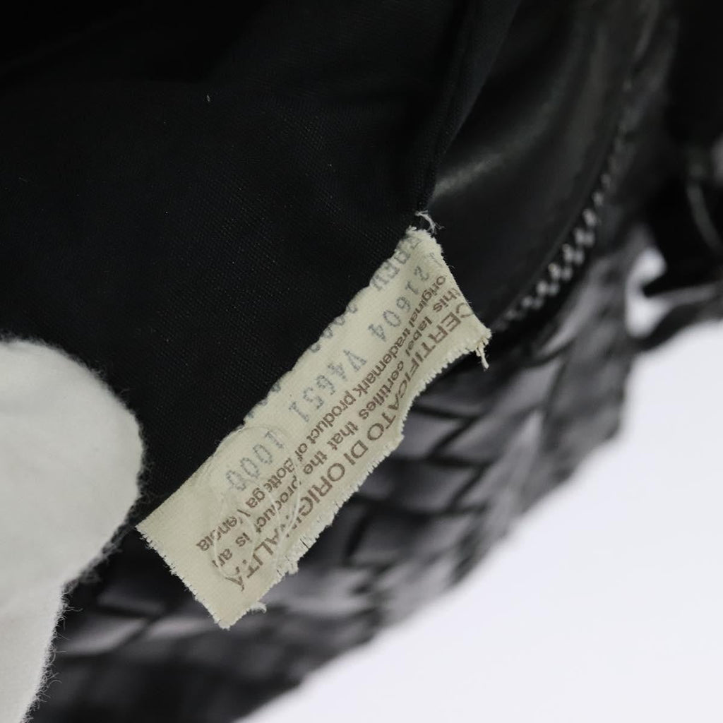 Bottega Veneta Utility Waist Bag Leather With Intrecciato Black Leather Shoulder Bag Bag (Pre-Owned)
