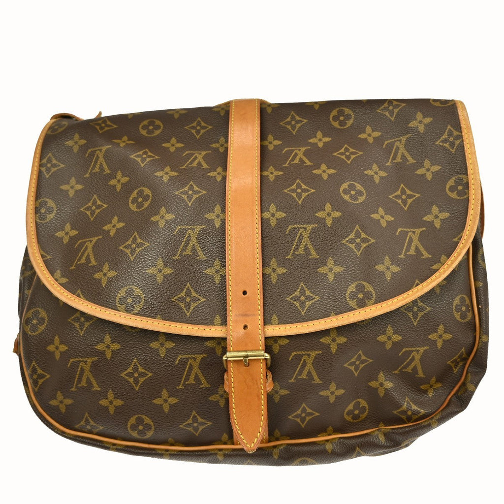 Louis Vuitton Saumur Handbag Monogram Canvas Brown Canvas Shoulder Bag Bag (Pre-Owned)