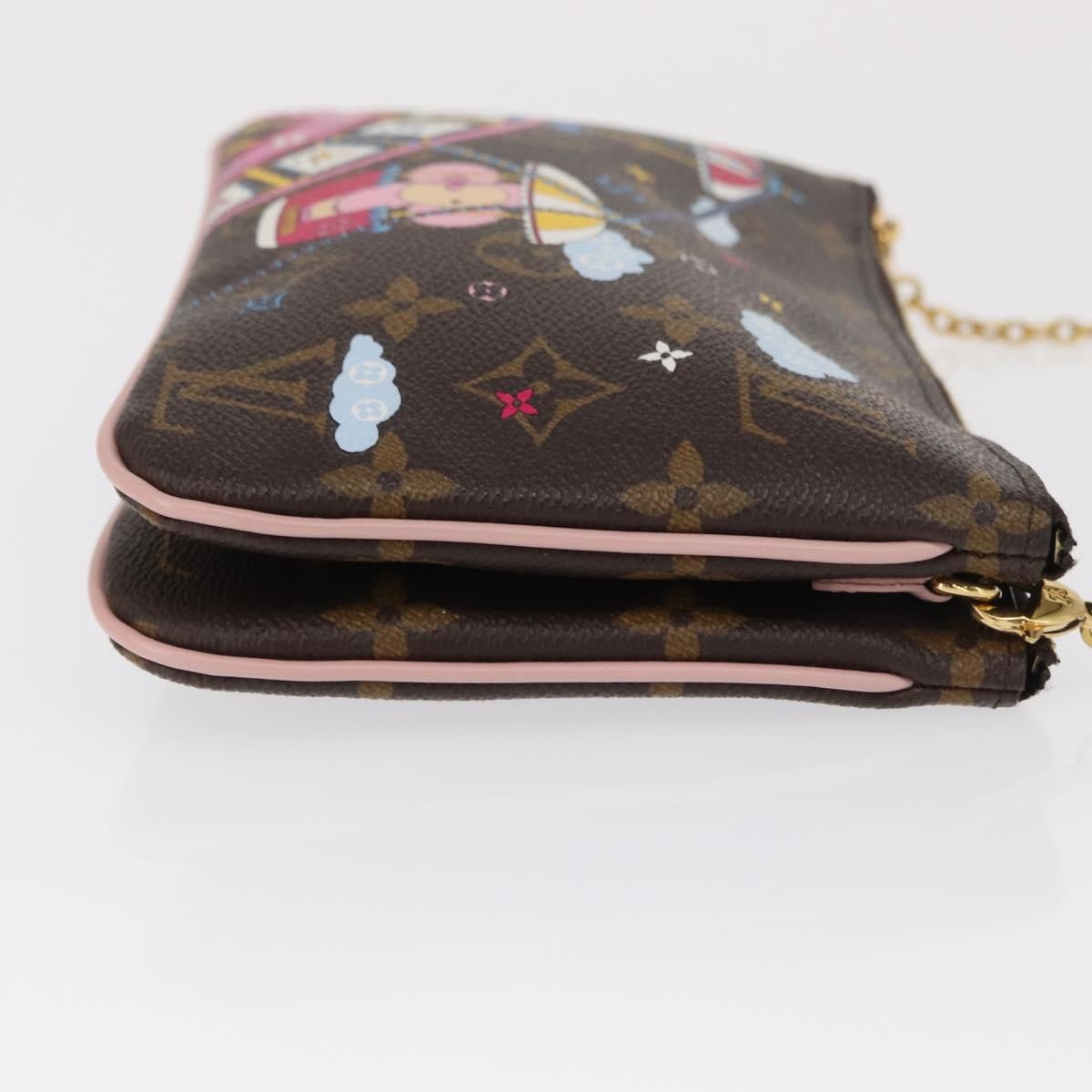 Louis Vuitton Double Zip Pochette Limited Edition Vivienne Xmas Monogram Canvas Brown Canvas Clutche & Pouche Bag (Pre-Owned)