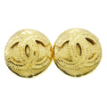 Chanel Cc Button Clip-On Earrings Metal Gold Gold_Plated Earrings Jewelry (Pre-Owned)
