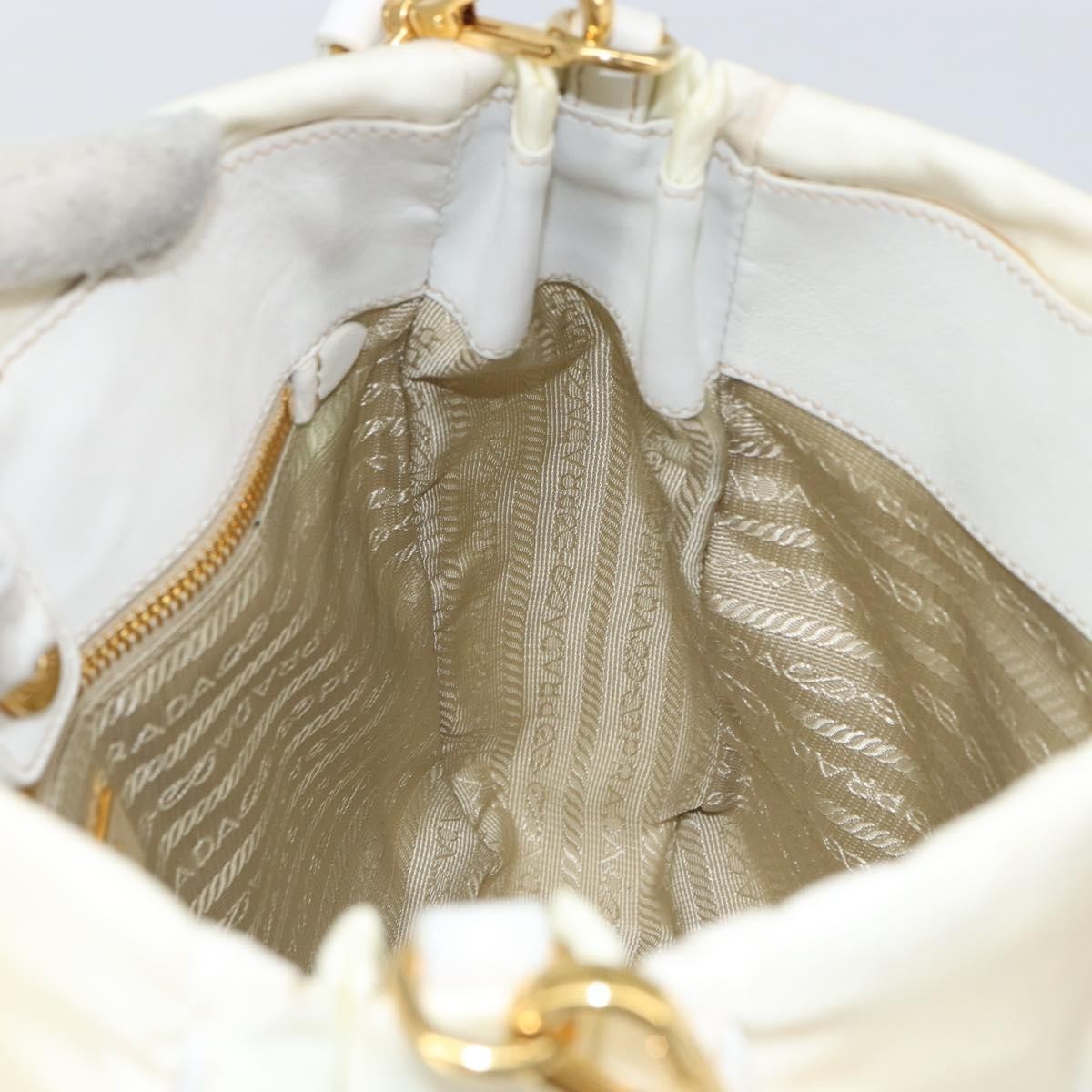 Prada Vintage Tote Tessuto With Leather White Nylon Tote Bag Bag (Pre-Owned)