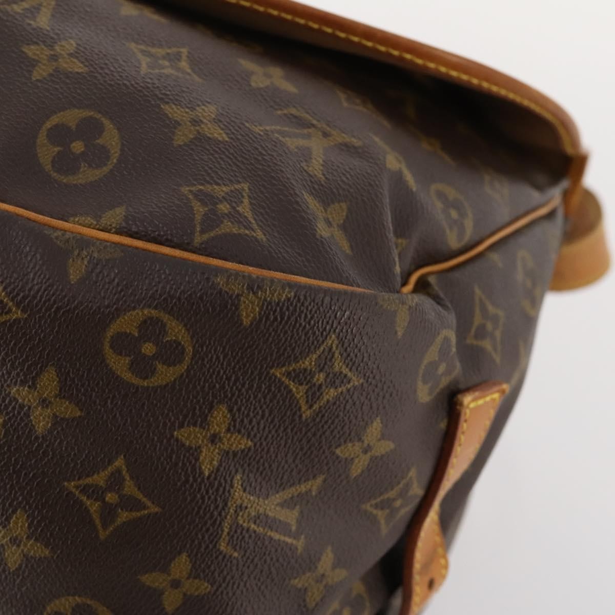 Louis Vuitton Saumur Handbag Monogram Canvas Brown Canvas Shoulder Bag Bag (Pre-Owned)