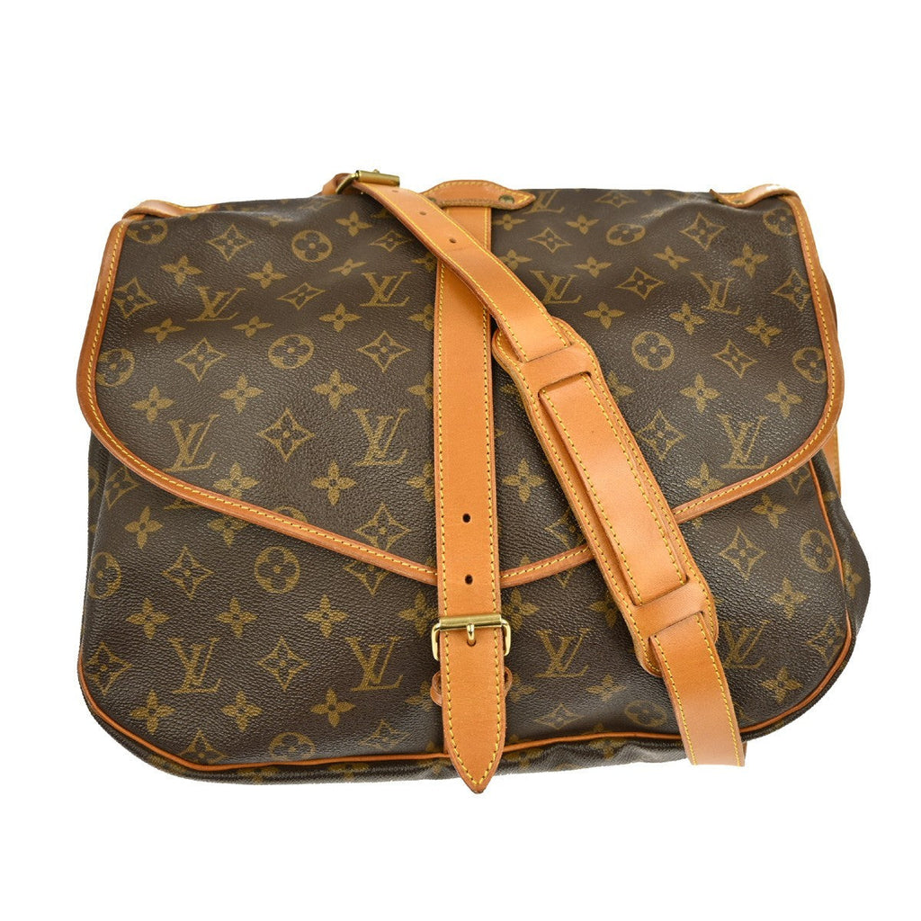 Louis Vuitton Saumur Handbag Monogram Canvas Brown Canvas Shoulder Bag Bag (Pre-Owned)