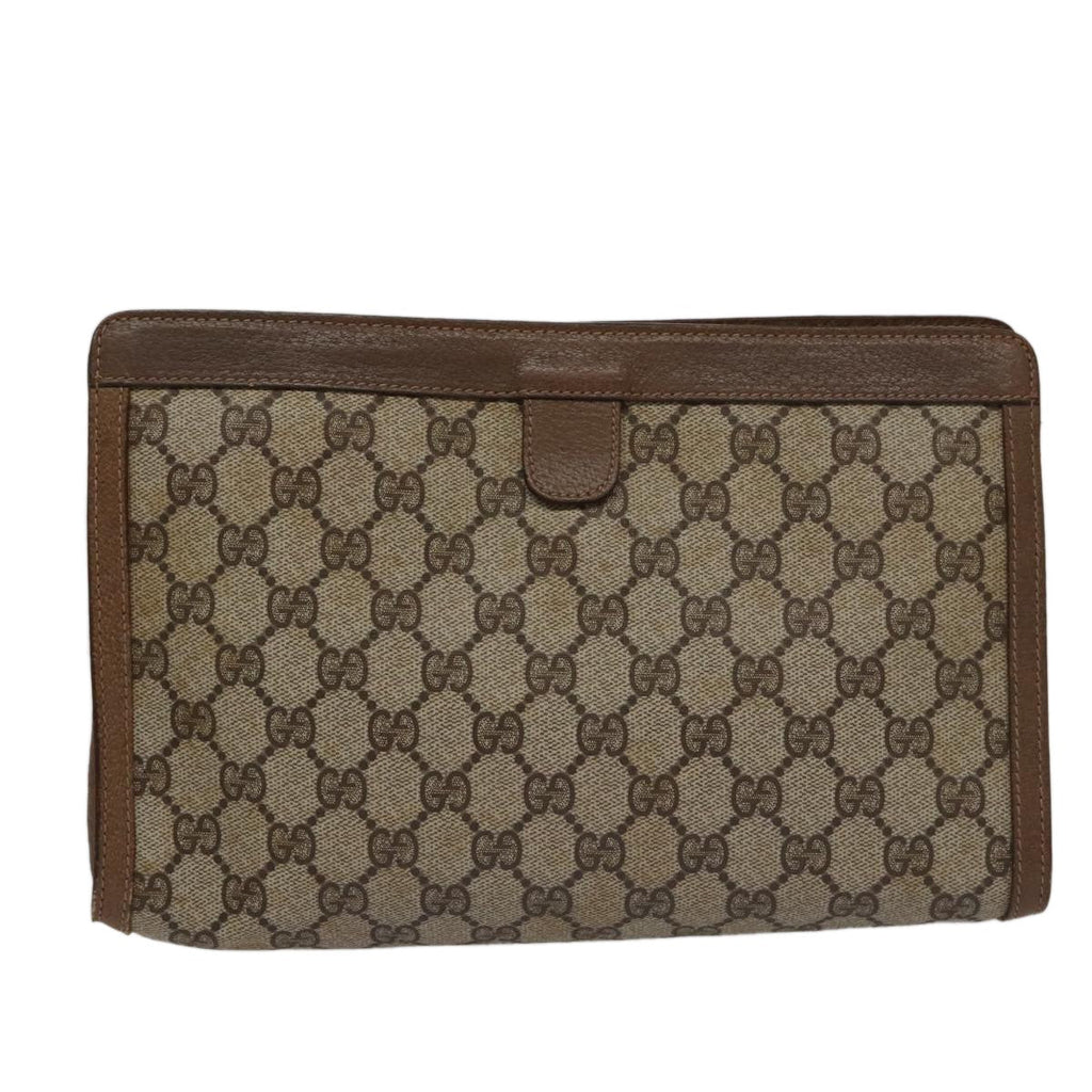 Gucci Sherry Line Pouch Canvas Beige Canvas Clutche & Pouche Bag (Pre-Owned)