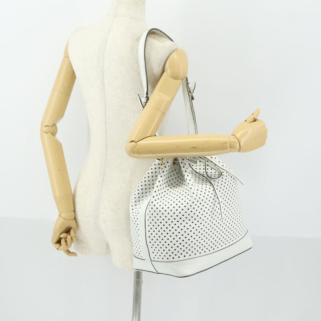 Louis Vuitton Flore Noe Handbag Perforated Leather White Leather Shoulder Bag Bag (Pre-Owned)