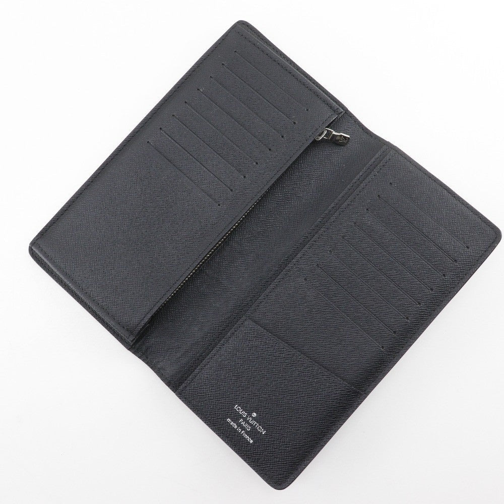 Louis Vuitton Brazza Long Bifold Wallet Taiga Leather Black Leather Wallets Accessory (Pre-Owned)