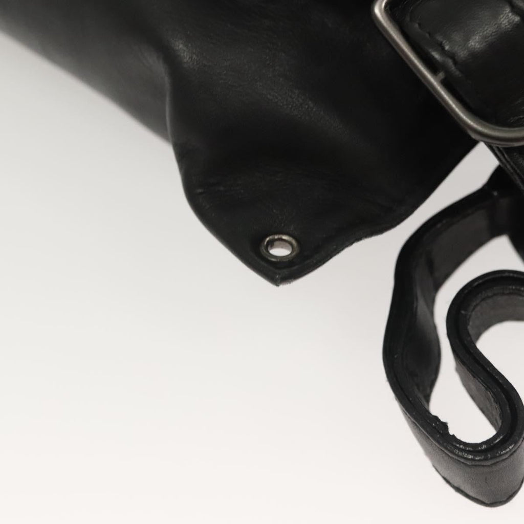 Bottega Veneta Utility Waist Bag Leather With Intrecciato Black Leather Bag (Pre-Owned)