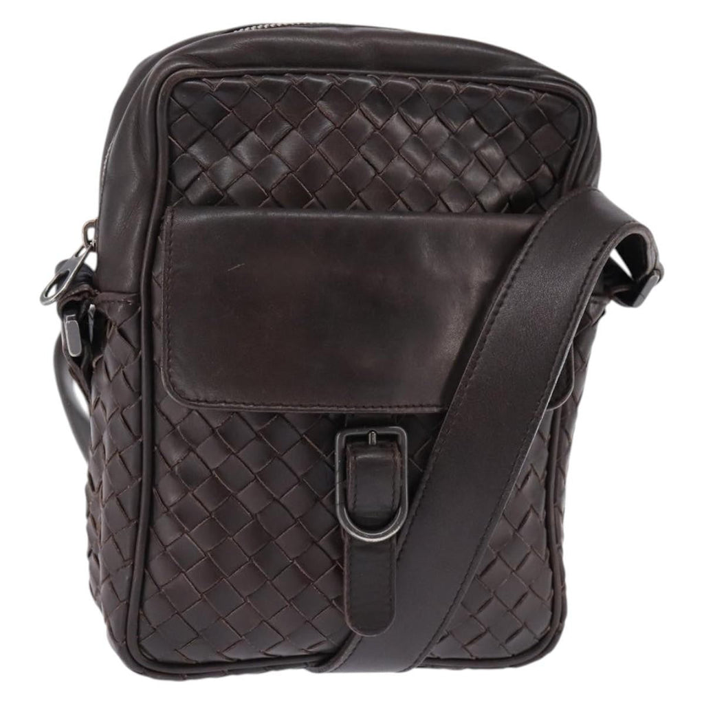 Bottega Veneta Front Pocket Messenger Bag Intrecciato Nappa Brown Leather Bag (Pre-Owned)