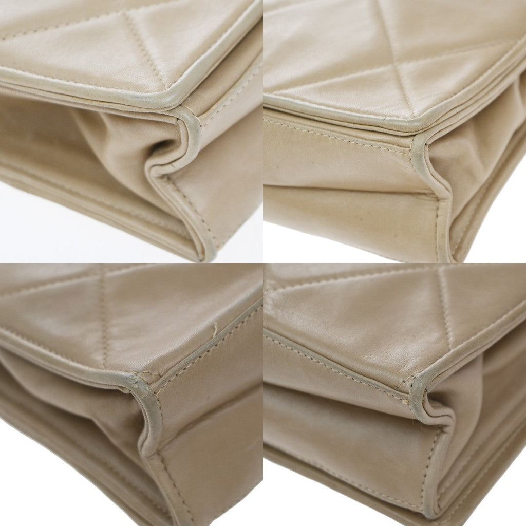Chanel Diamond Cc Flap Bag Quilted Lambskin Beige Leather Shoulder Bag Bag (Pre-Owned)