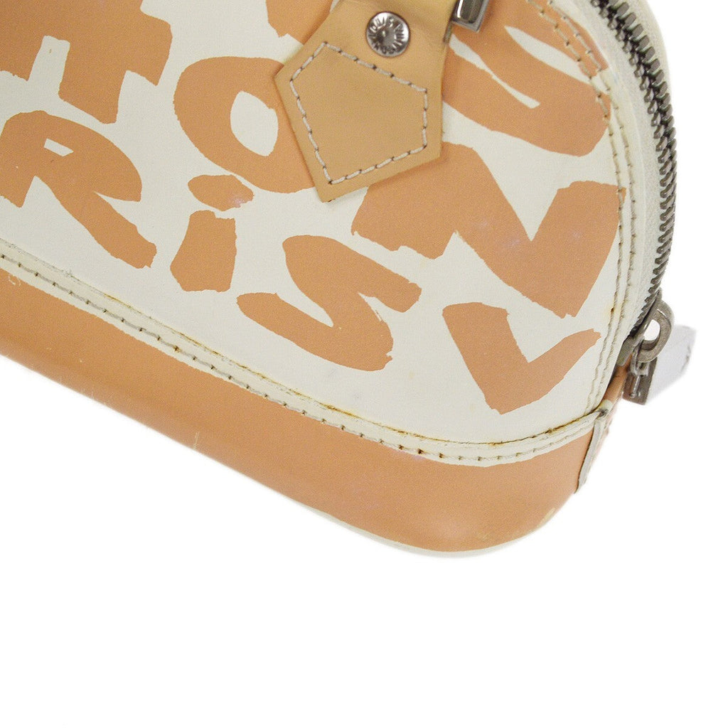 Louis Vuitton Alma Handbag Limited Edition Graffiti Leather Beige Leather Handbag (Pre-Owned)
