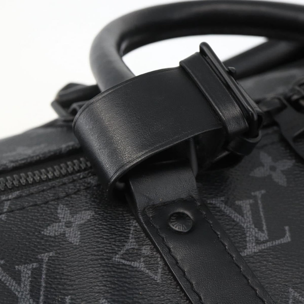 Louis Vuitton Keepall Bandouliere Bag Limited Edition Foliage Monogram Eclipse Black Canvas Travel Bag Bag (Pre-Owned)
