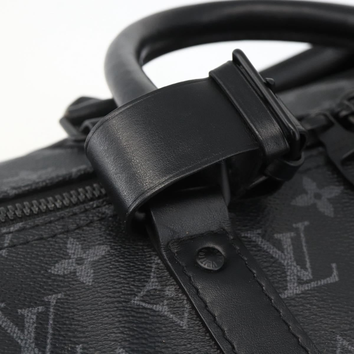 Louis Vuitton Keepall Bandouliere Bag Limited Edition Foliage Monogram Eclipse Black Canvas Travel Bag Bag (Pre-Owned)