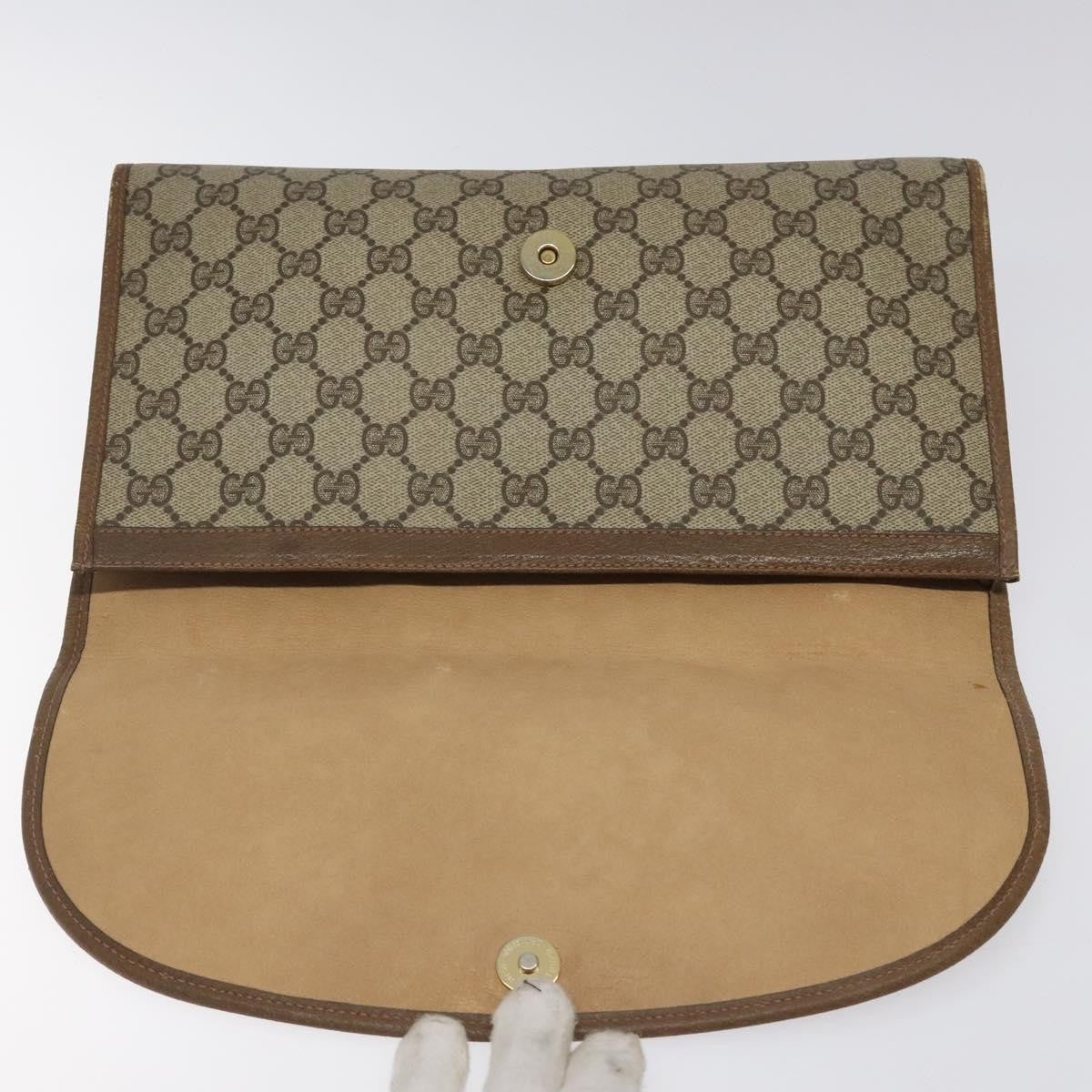 Gucci Sherry Line Pouch Canvas Beige Canvas Clutche & Pouche Bag (Pre-Owned)