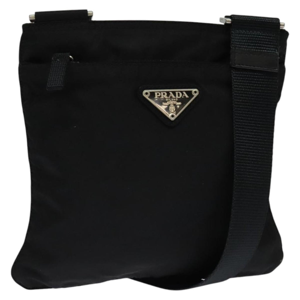 Prada Front Pocket Messenger Bag Tessuto Black Nylon Shoulder Bag Bag (Pre-Owned)
