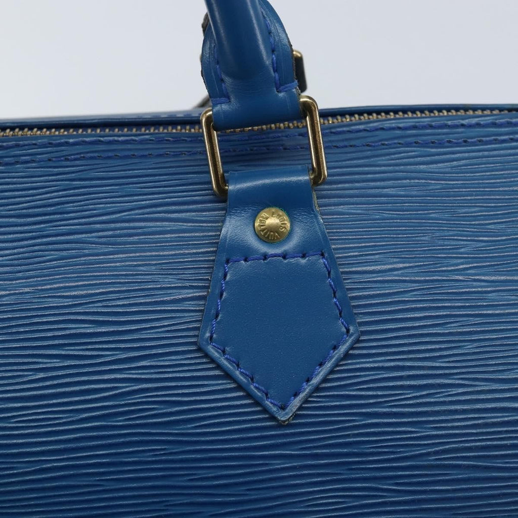 Louis Vuitton Speedy Handbag Epi Leather Blue Leather Handbag (Pre-Owned)