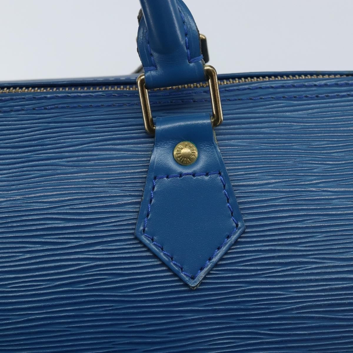 Louis Vuitton Speedy Handbag Epi Leather Blue Leather Handbag (Pre-Owned)