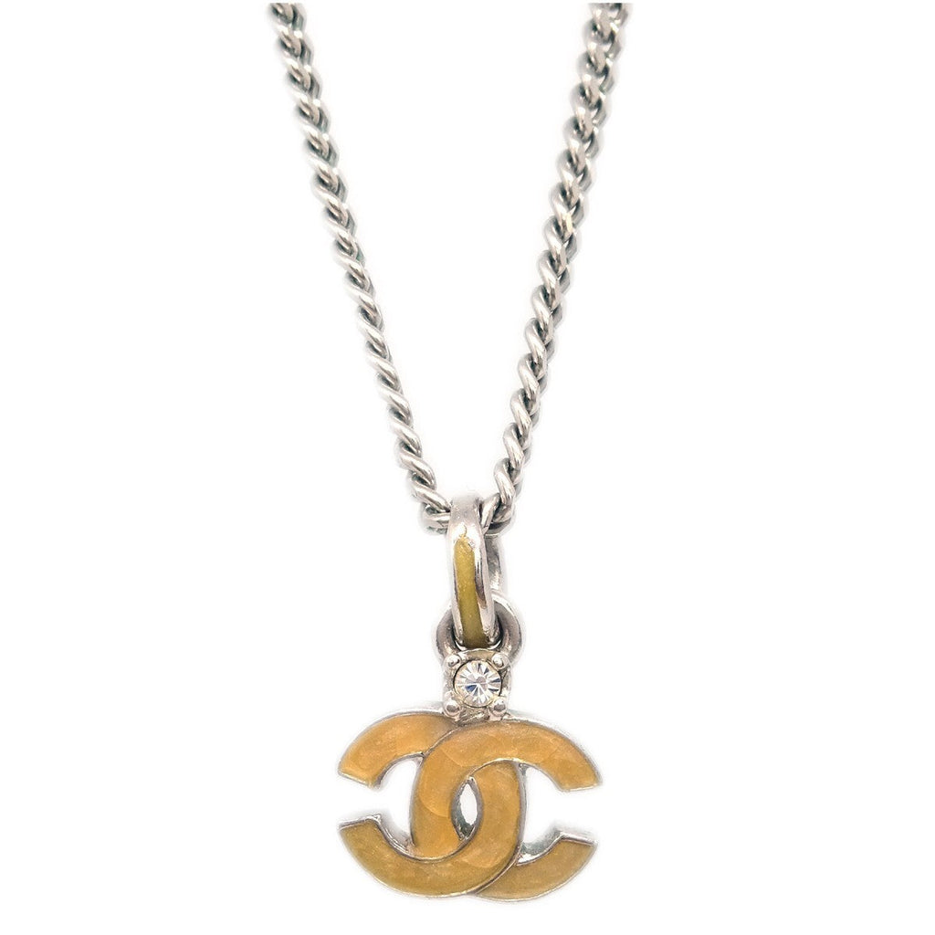 Chanel Vintage Cc Pendent Necklace Plated Metal Silver Silver_Plated Necklace Jewelry (Pre-Owned)