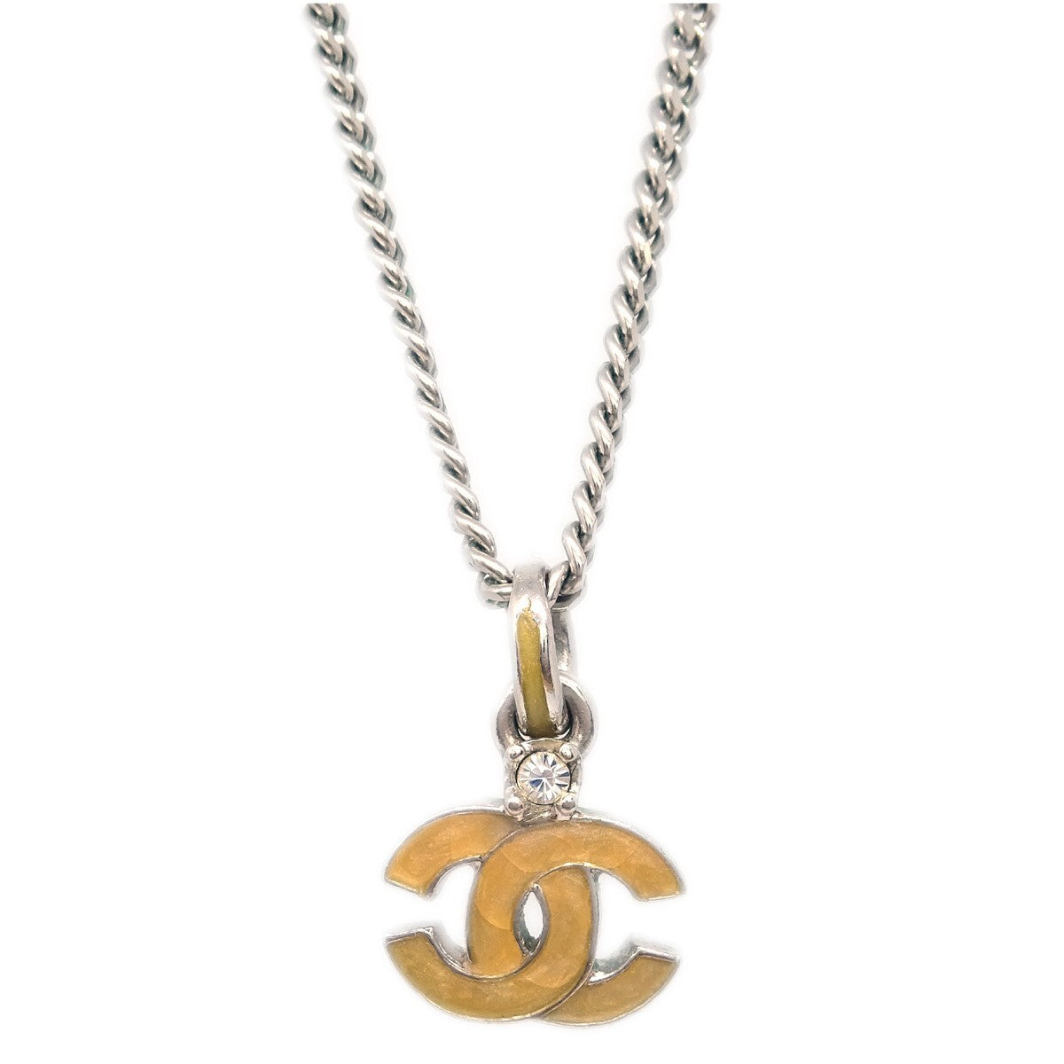 Chanel Vintage Cc Pendent Necklace Plated Metal Silver Silver_Plated Necklace Jewelry (Pre-Owned)