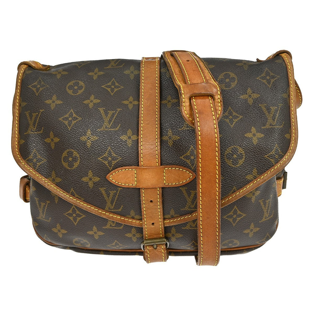 Louis Vuitton Saumur Handbag Monogram Canvas Brown Canvas Shoulder Bag Bag (Pre-Owned)