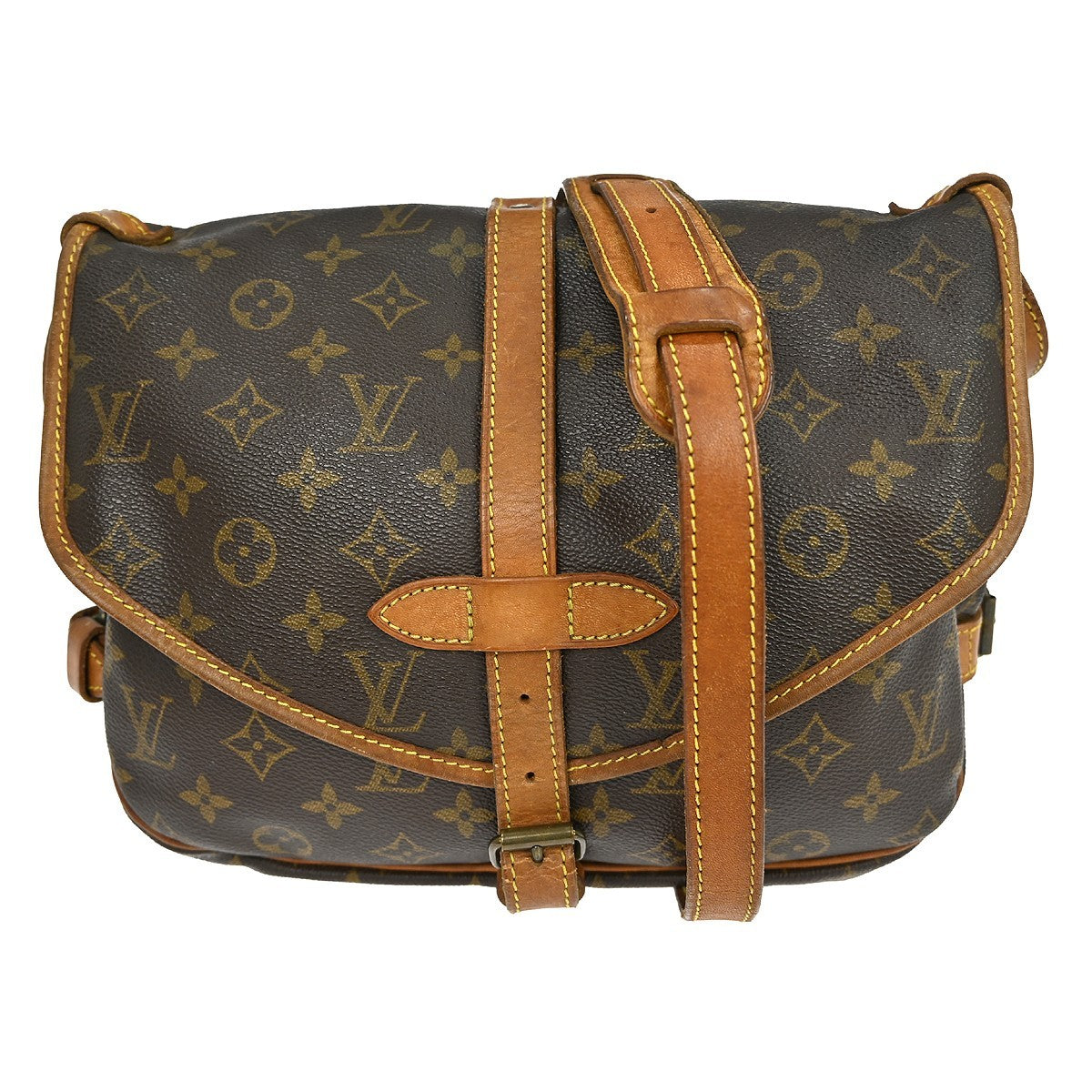 Louis Vuitton Saumur Handbag Monogram Canvas Brown Canvas Shoulder Bag Bag (Pre-Owned)