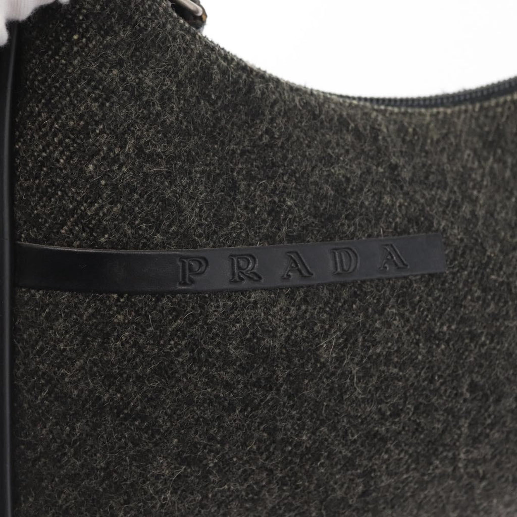 Prada Re-Edition 2000 Hobo Wool Gray Wool Handbag (Pre-Owned)