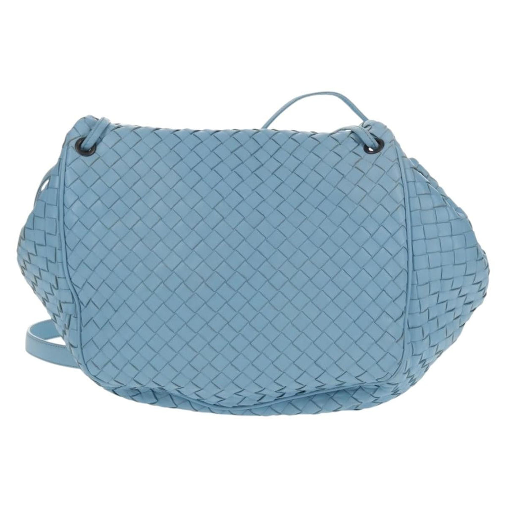 Bottega Veneta Intrecciato Shoulder Bag Leather Blue Leather Shoulder Bag Bag (Pre-Owned)