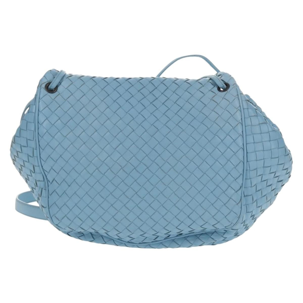 Bottega Veneta Intrecciato Shoulder Bag Leather Blue Leather Shoulder Bag Bag (Pre-Owned)
