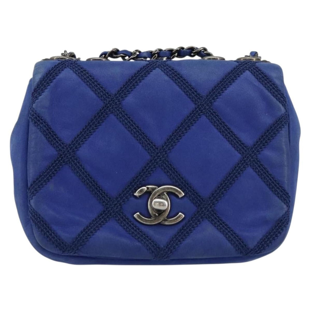 Chanel Diamond Stitch Chain Flap Bag Quilted Iridescent Calfskin Blue Leather Shoulder Bag Bag (Pre-Owned)